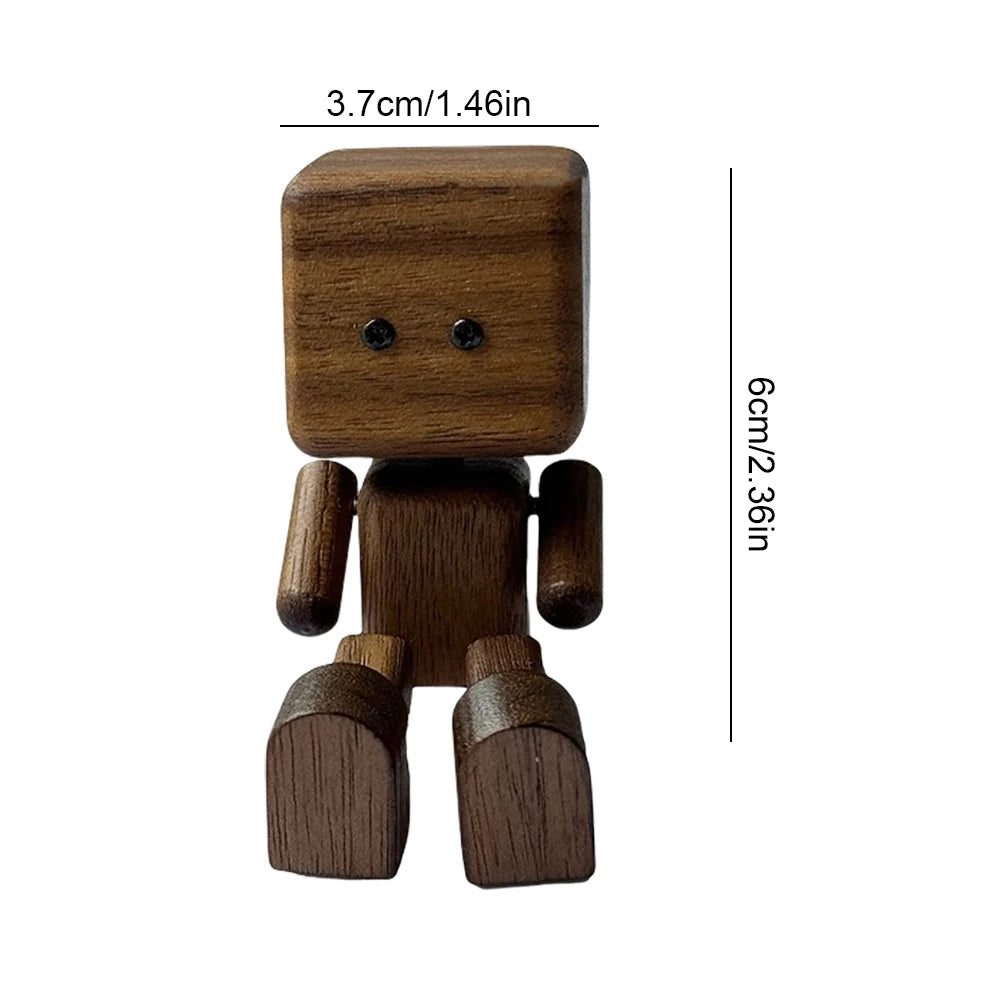 Handmade Shaking Feet Doll Funny Wood Desktop Decor Creative Wooden Man Figurine Handcrafted Statue for Car Dashboard Decor