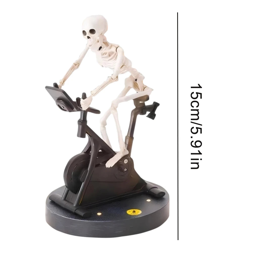 Resin Halloween Skeleton Decor Skeletons Statue Skeleton Riding An Exercise Bike Home Decor