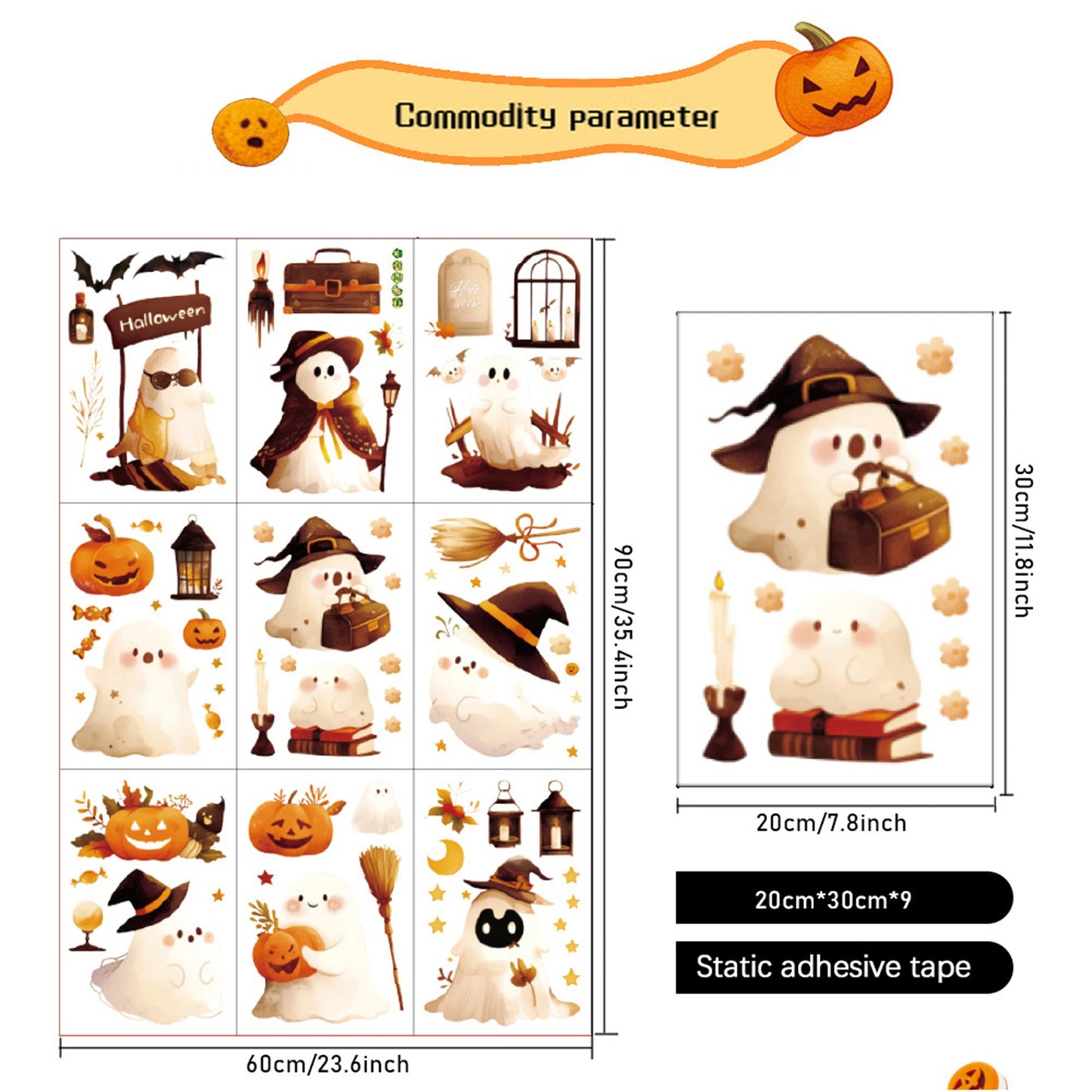 Spooky Halloween Black Cat Window Clings 8 Sheets Haunted House Witch Moon Gothic Window Stickers for Party Decor