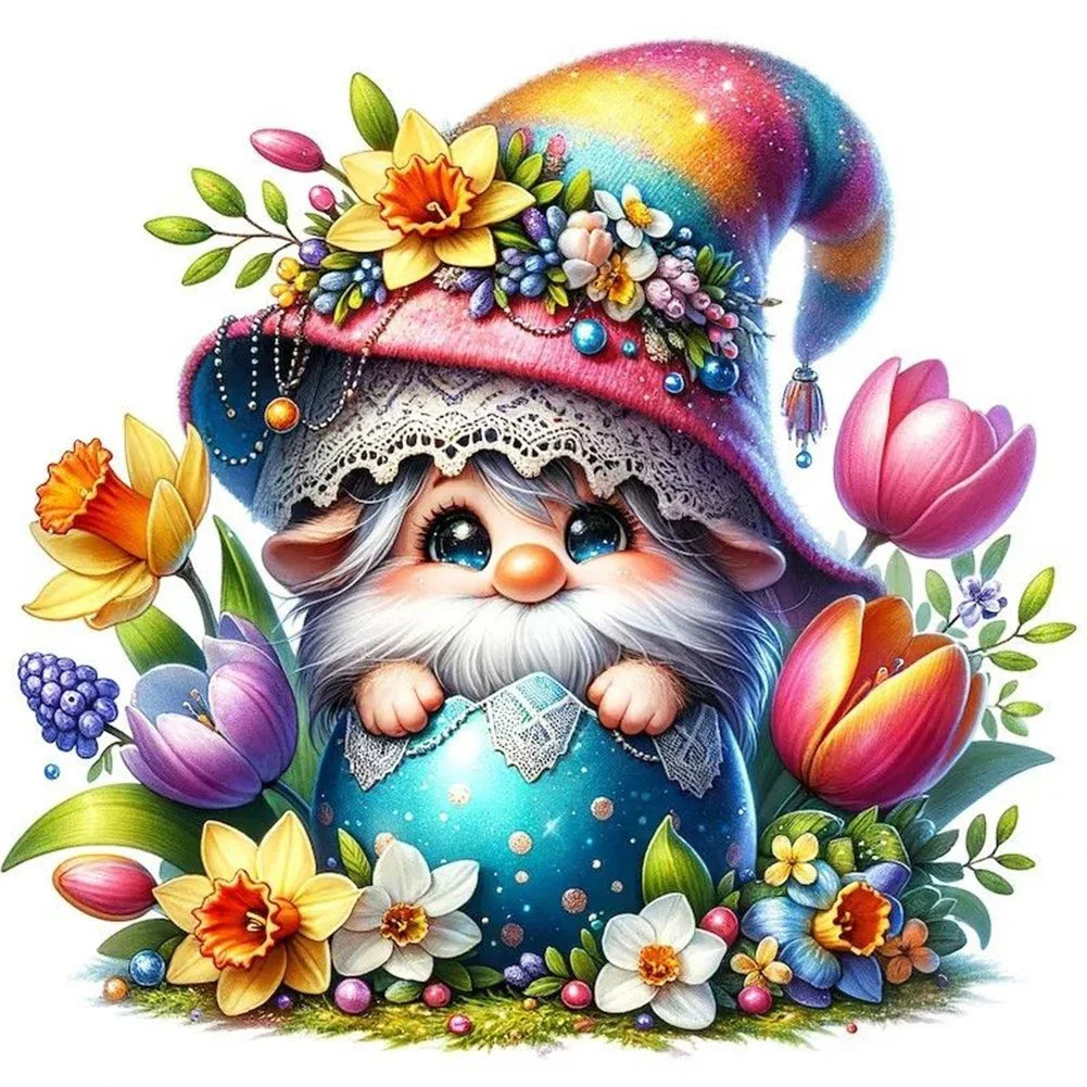 30*30CM 5D DIY Full Round Drill Diamond Painting Easter Gnome Egg Kit Home Decoration Art Craft Mosaic Painting