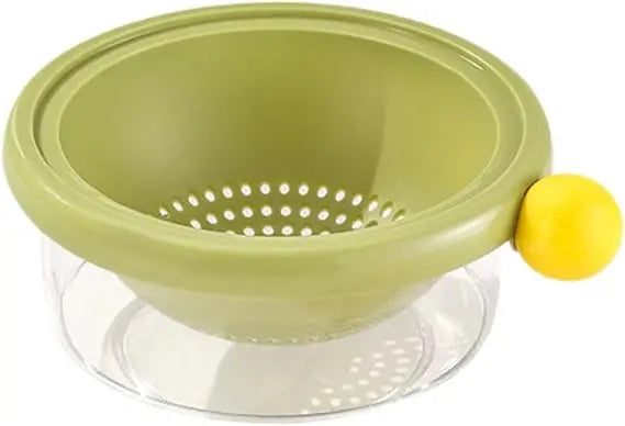 Kitchen Strainer Colander Bowl,2 in Colander Set Home Vegetable Fruit Washing Basket for Food Cleaning Mixing, Green 18x7.5cm