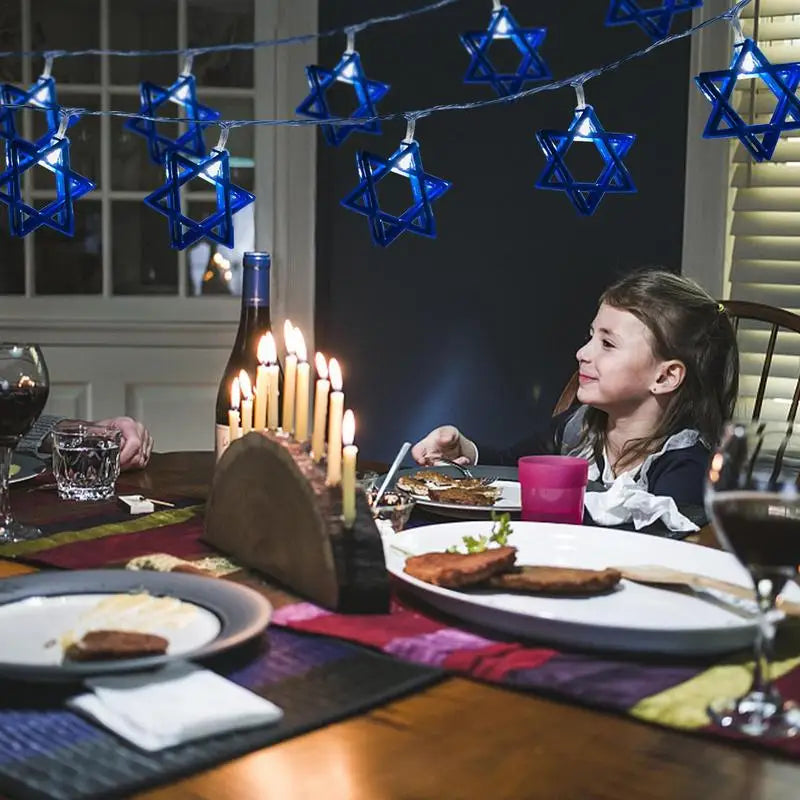 Hanukkah String Lights 9.84ft Chanukah Lights Decorations 20LEDs Chanukah Decor Battery Operated Blue Hanukkah Lights For Window