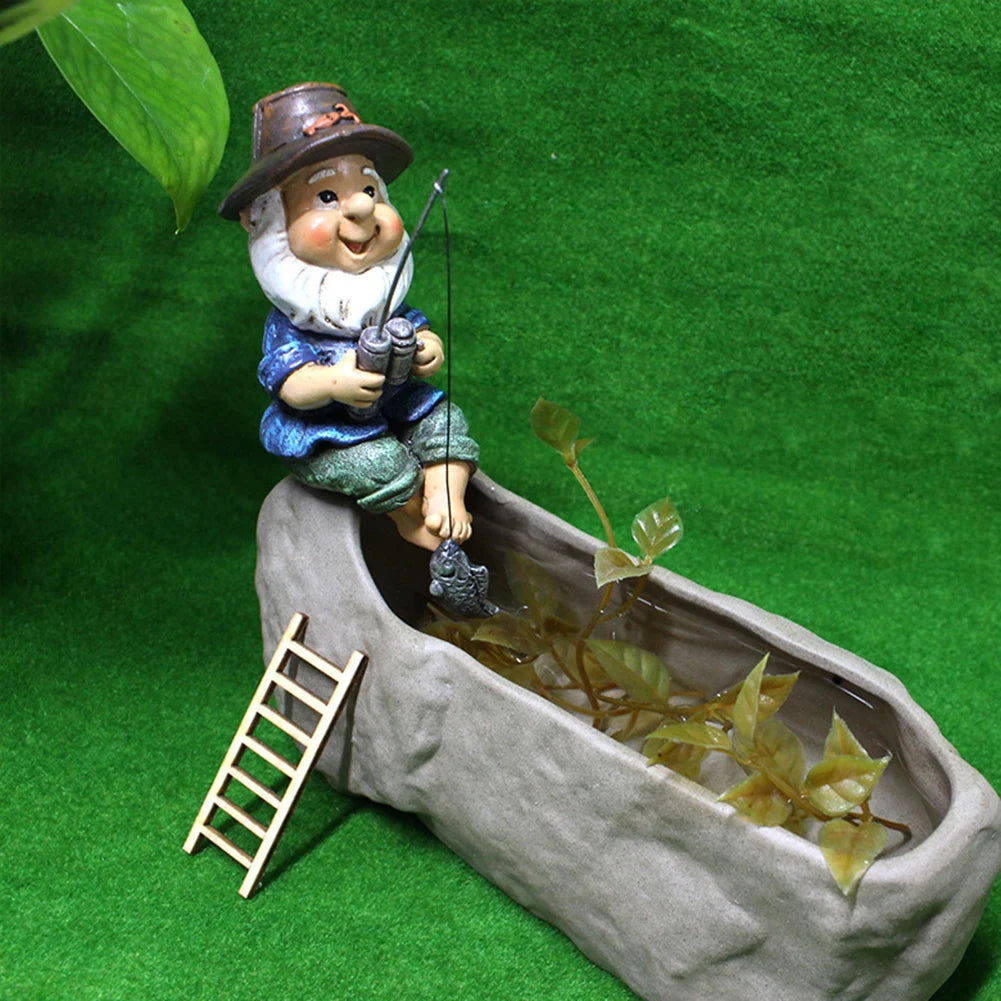 Creative Fishing Gnome Waterproof Fishing Dwarf Elf Figurines Sun Protection Ingenious Design for Outdoor Home Garden Yard Decor