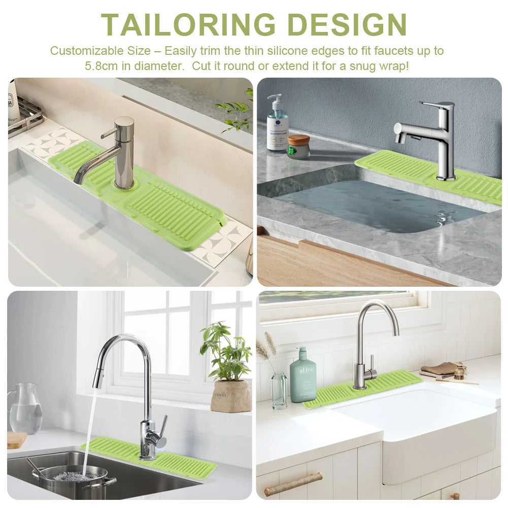 Silicone Drip Catcher Tray Quick Dry Water Catcher Mat Multi-Purpose Faucet Drainage Pad Drying Mat for Kitchen Bathroom