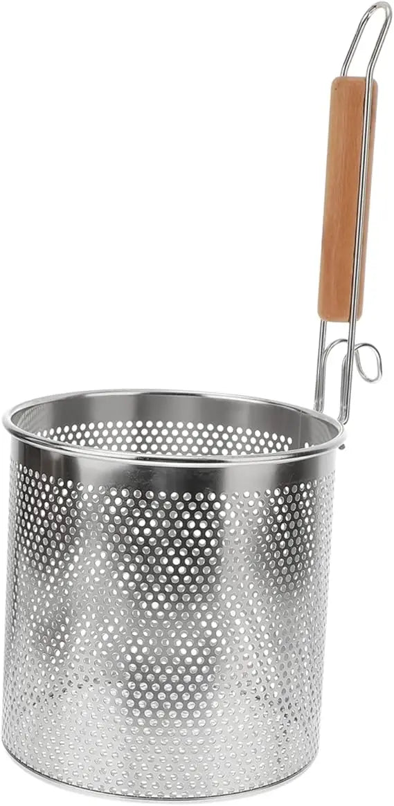 Stainless Steel Colander Round Handle Kitchen Strainer for Hot Pot Frying and Cooking Versatile Household Cooking Tool for Past