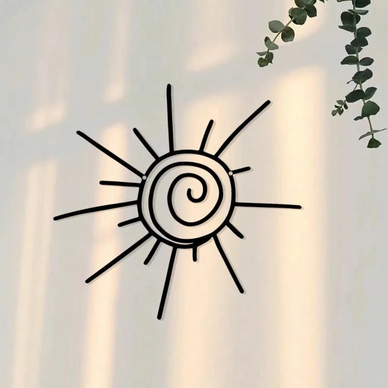 Handmade Bohemian Sun Burst Metal Wall Art - Exquisite Transverse Sunburst Hanging, Beach-Inspired Indoor/Outdoor Decor