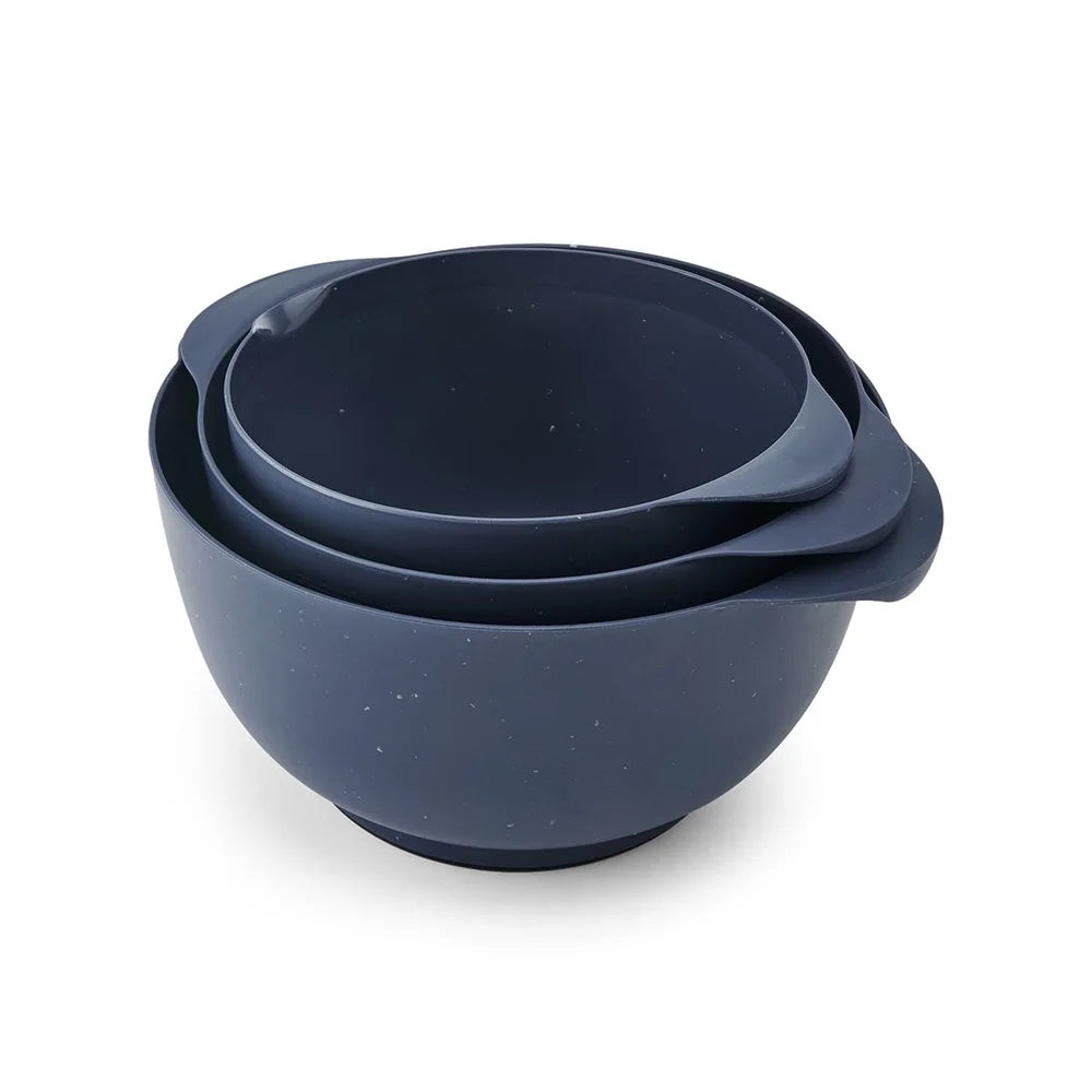 Pro Recycled 3 Piece Bowl Colander Set Non Slip Base Easy Pouring Multi Functional Kitchen Essentials Dishwasher Safe Mixing