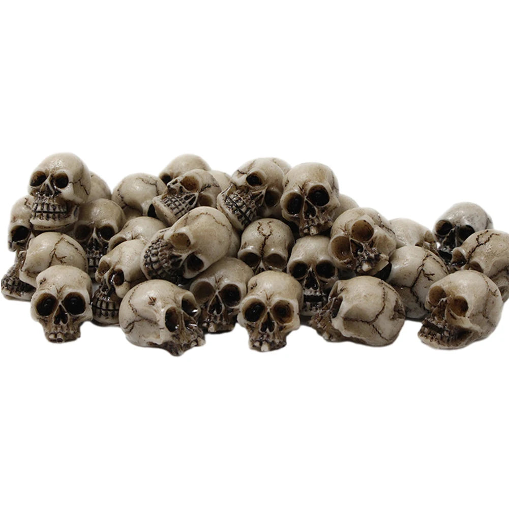 20Pcs Decorative Skeleton Model Collectable Halloween Miniature Skulls Heads Festival Theme Landscape Garden Potted Plant Decor