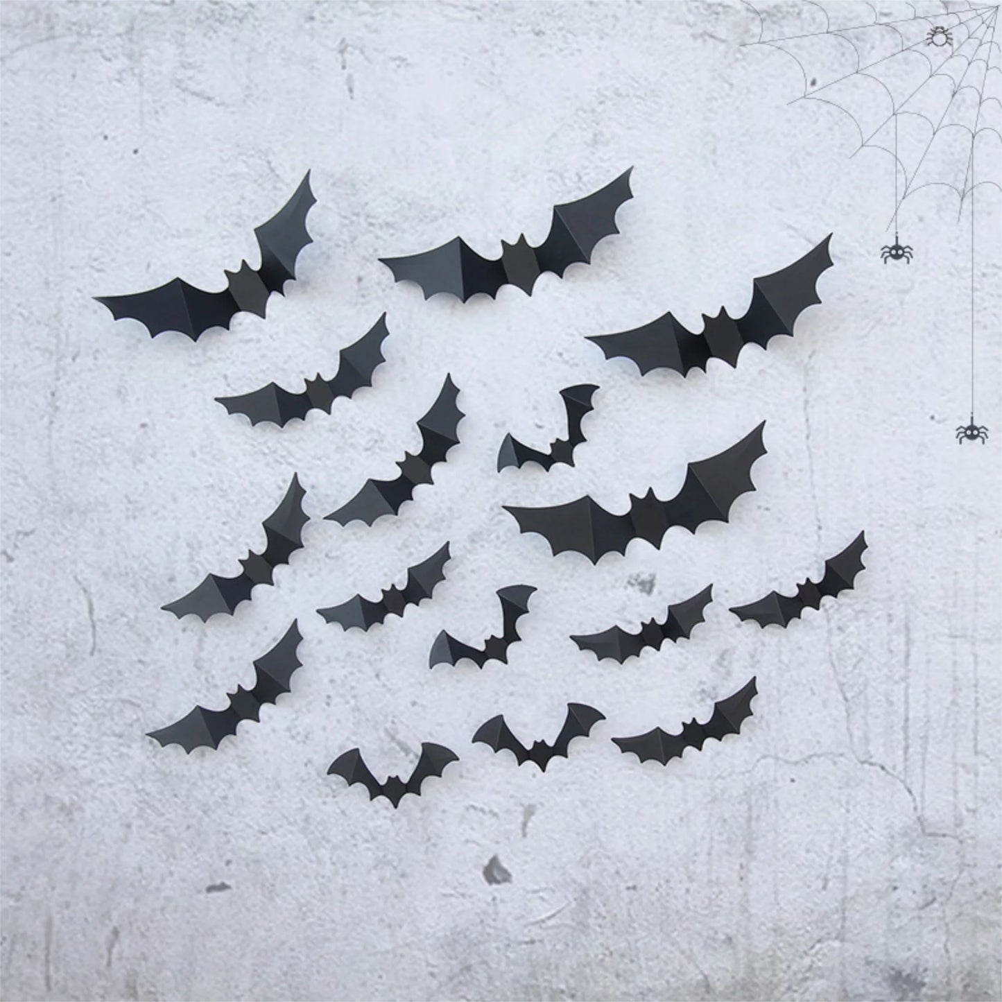 Halloween Party Supplies 20Pcs Spider Wall Stickers PVC 3D Scary Spider Decal for Indoor Haunted House Decorations