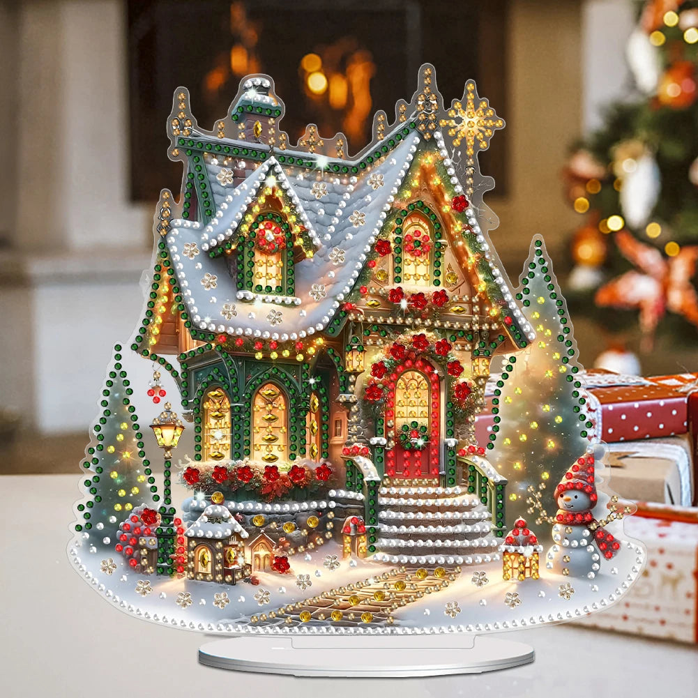 Acrylic Christmas House Table Top Diamond Painting Ornament Kits 5D DIY Diamond Art Tabletop Decorations Home Bedroom Decor