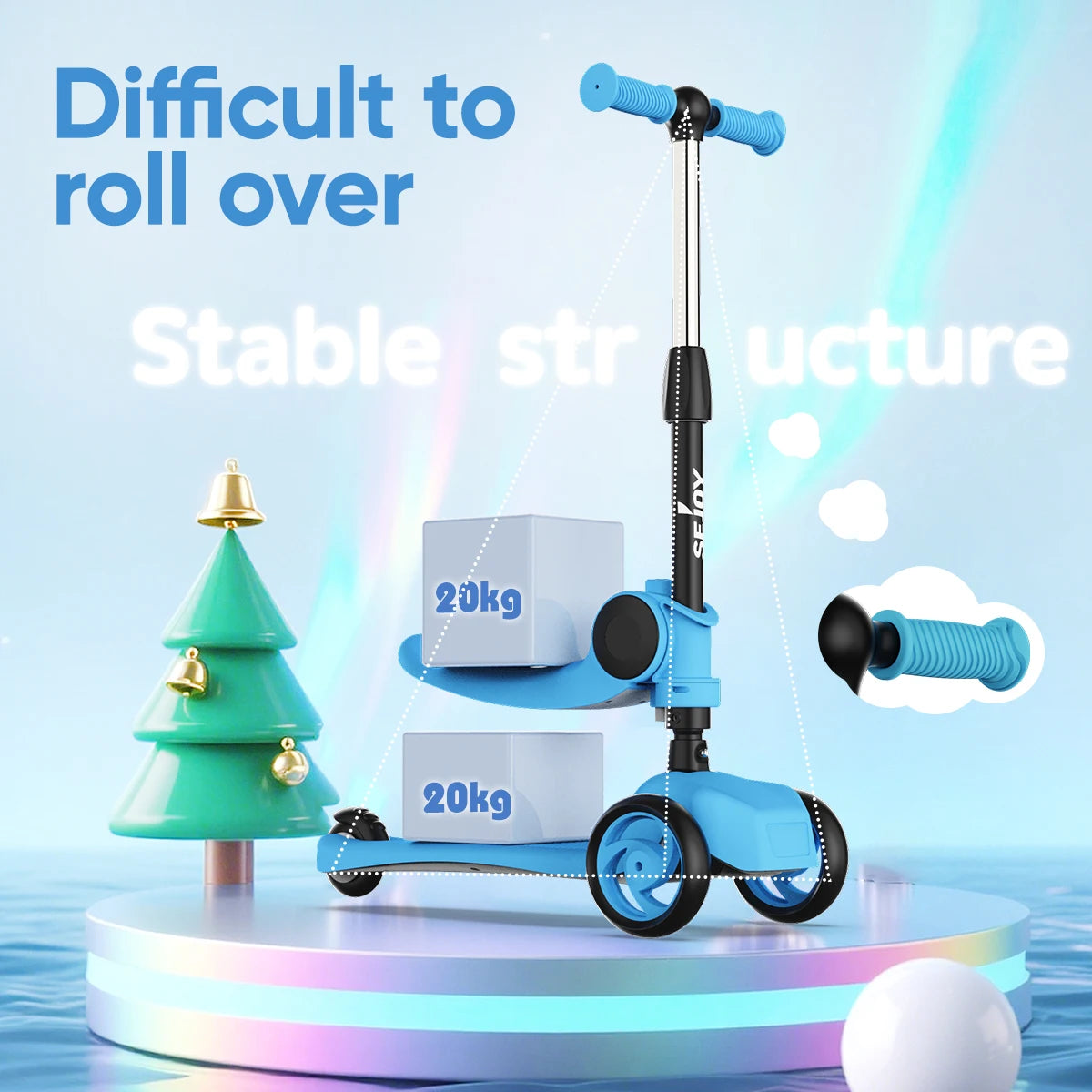 Kick Scooter for Kids with 3-Wheeled LED Lights,Adjustable Lean-to-Steer Handlebar,Foldable Seat,Sit or Stand Ride,for 3-8 Years