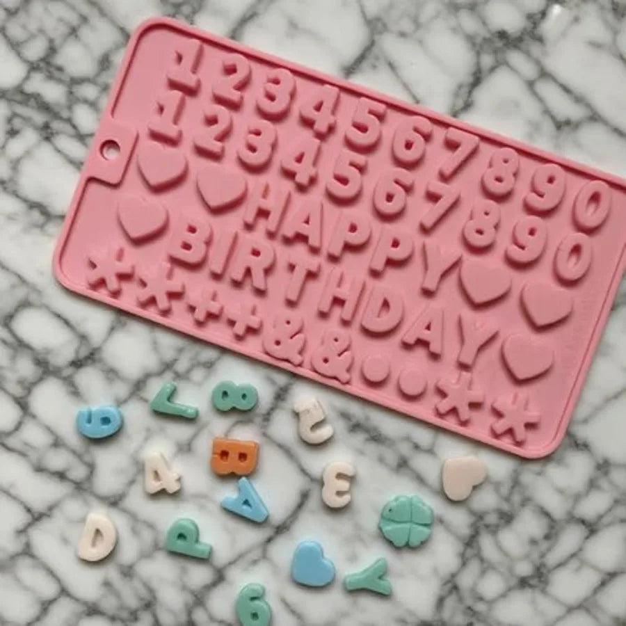 2 pcs Letter Chocolate Molds and Number Silicone MoldsReusable Alphabet Candy Molds NonStick Happy Birthday Cake Decorations Ba