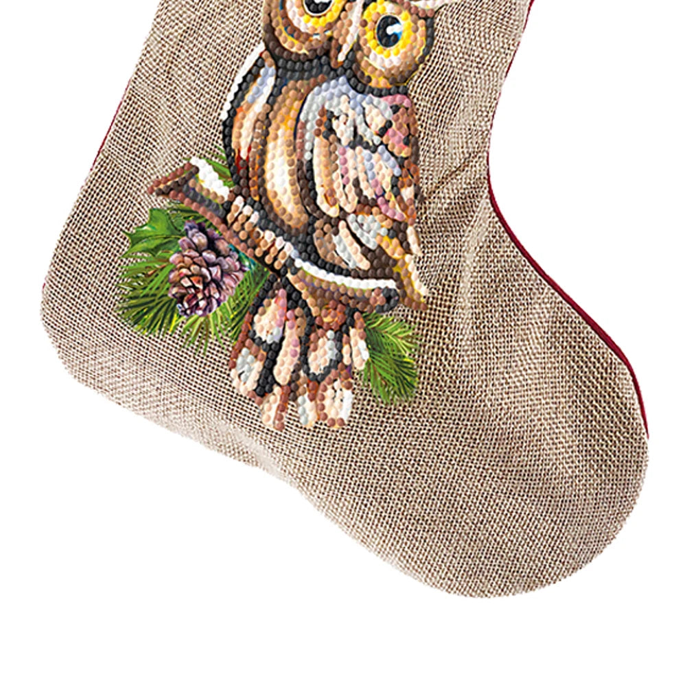 Christmas Decor Diamond Painting Stocking Snowman Diamond Xmas Fireplace Hanging Stockings Owl Pine for Family Party Decorations