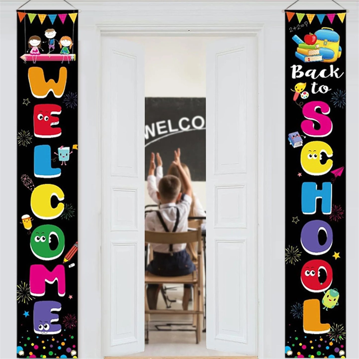 Rustic Back to School Wooden Sign with Hanging Rope for Classroom Front Door Decorations and Teacher Gifts