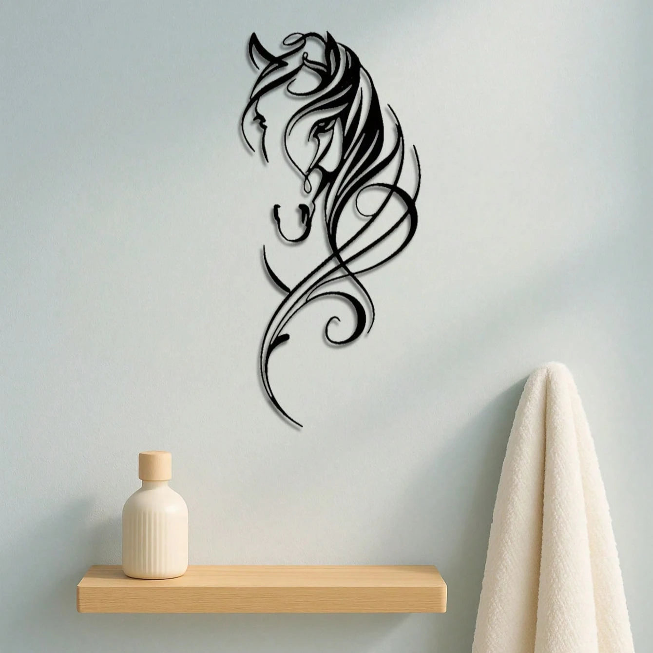 Modern Abstract Horse Metal Wall Sculpture – Industrial Decor – Halloween, Christmas Gift