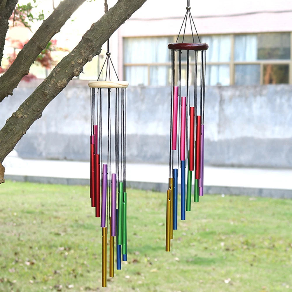 Outdoor Garden Wind Chime 12 Hollow Metal Tubes with Hook Wind Chimes Pendant Hanging for Garden Yard Patio and Home Decoration