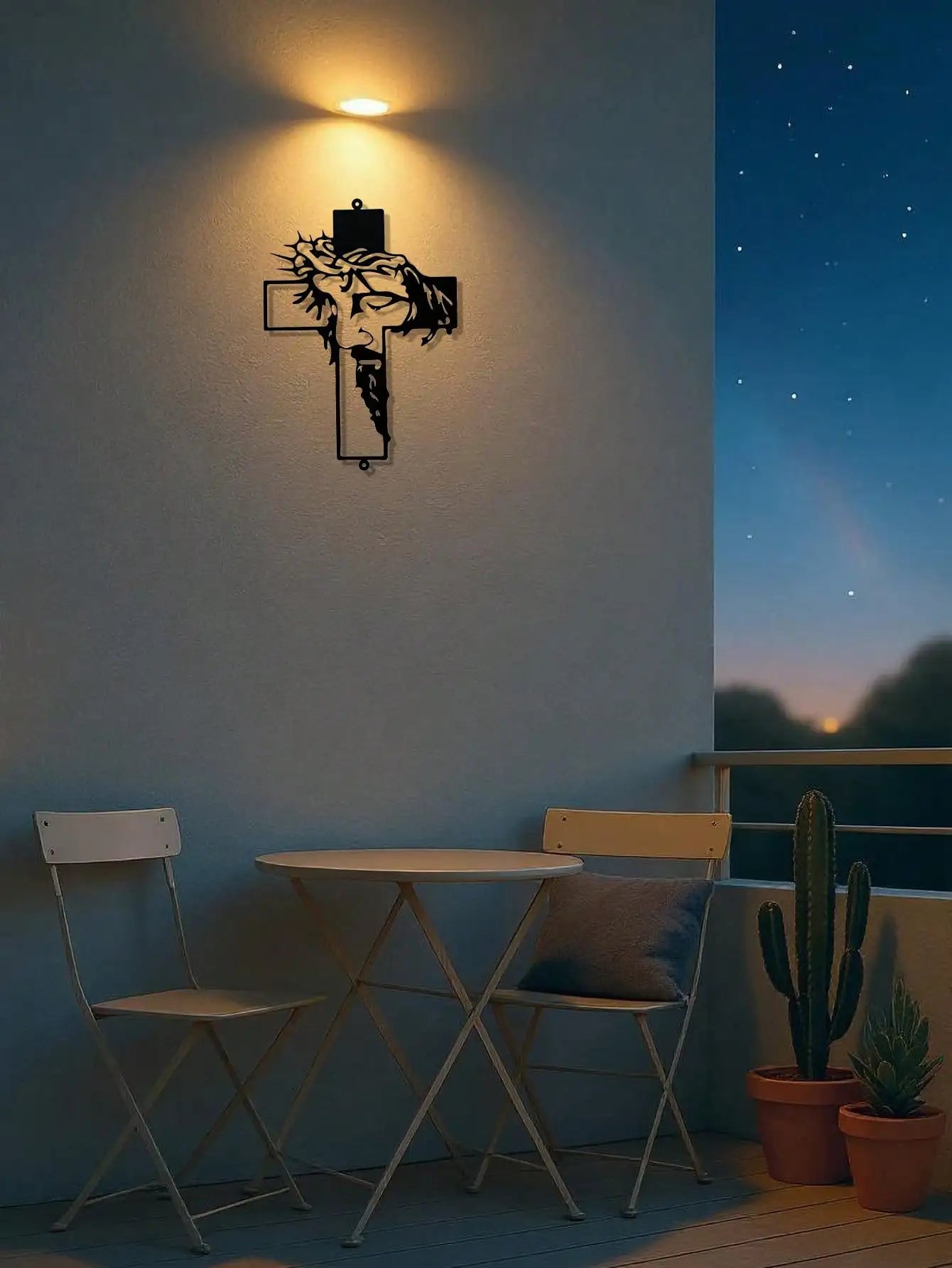 11.8 Inch Jesus Metal Cross Wall Sculpture – Rustic Christian Decor – Halloween, Christmas Gift