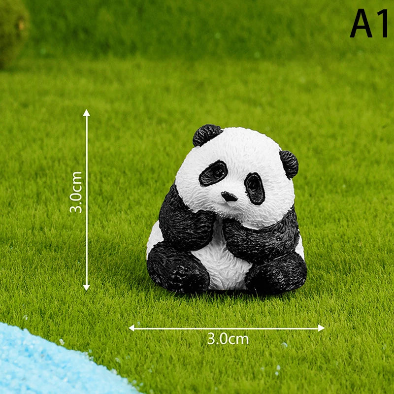 Mini Cute Panda Animals Figurine Animal Model Moss Micro Landscape Home Decor Miniature Fairy Garden Decoration Accessories