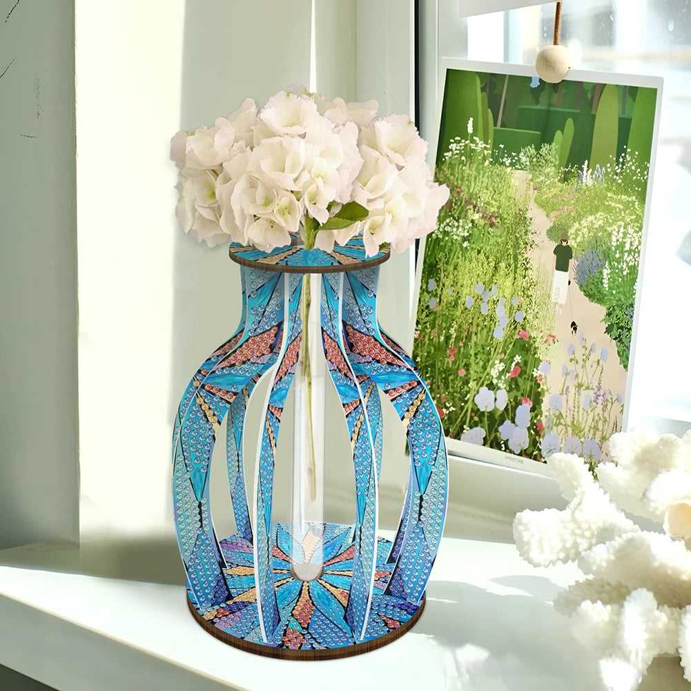 Wood Flower Diamond Painting Tabletop Ornaments Kit Desktop Diamond Art Kits Rhinestones Desktop Ornaments for Home Office Decor