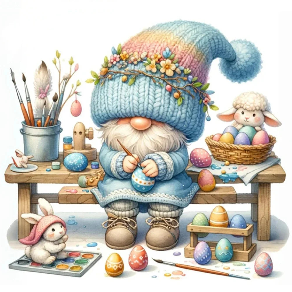 30*30CM 5D DIY Full Round Drill Diamond Painting Easter Gnome Egg Kit Home Decoration Art Craft Mosaic Painting