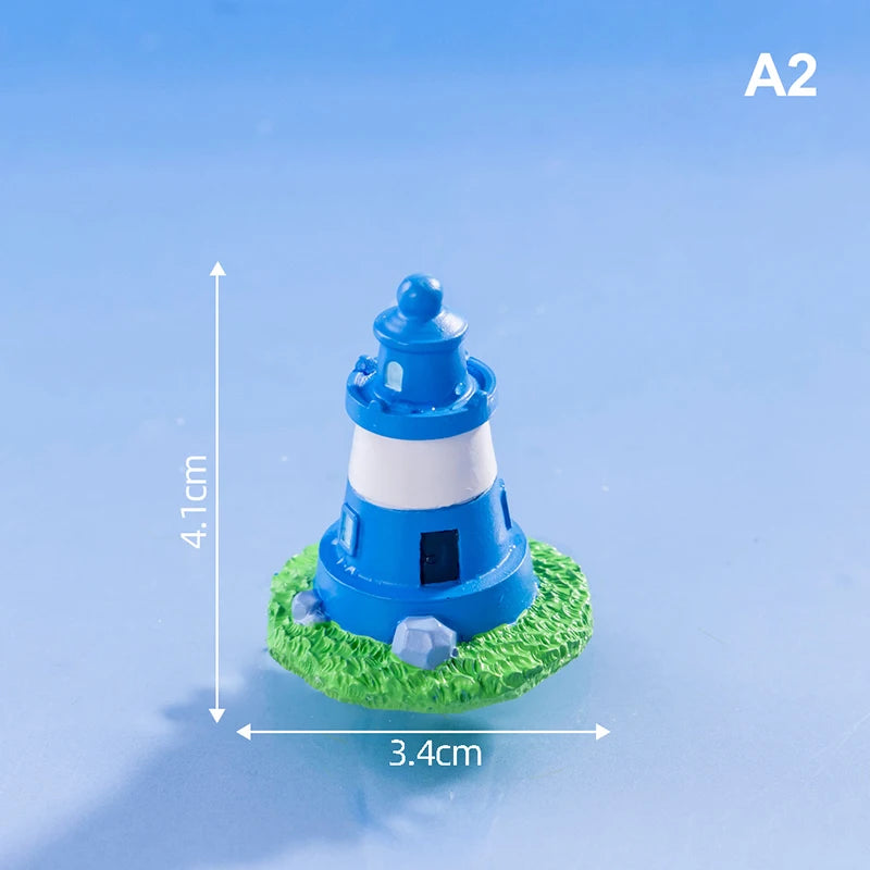 Mini Ocean Figurine Doll Garden Decor Ornament Kid Toy Miniature Landscape Ornaments Lighthouse Statue Resin Craft
