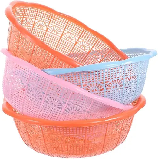 Multifunctional Plastic Rice Washing Basket Set 4pcs Colander for Fruits and Vegetables Sturdy Kitchen Tools Handle for Easy Dr
