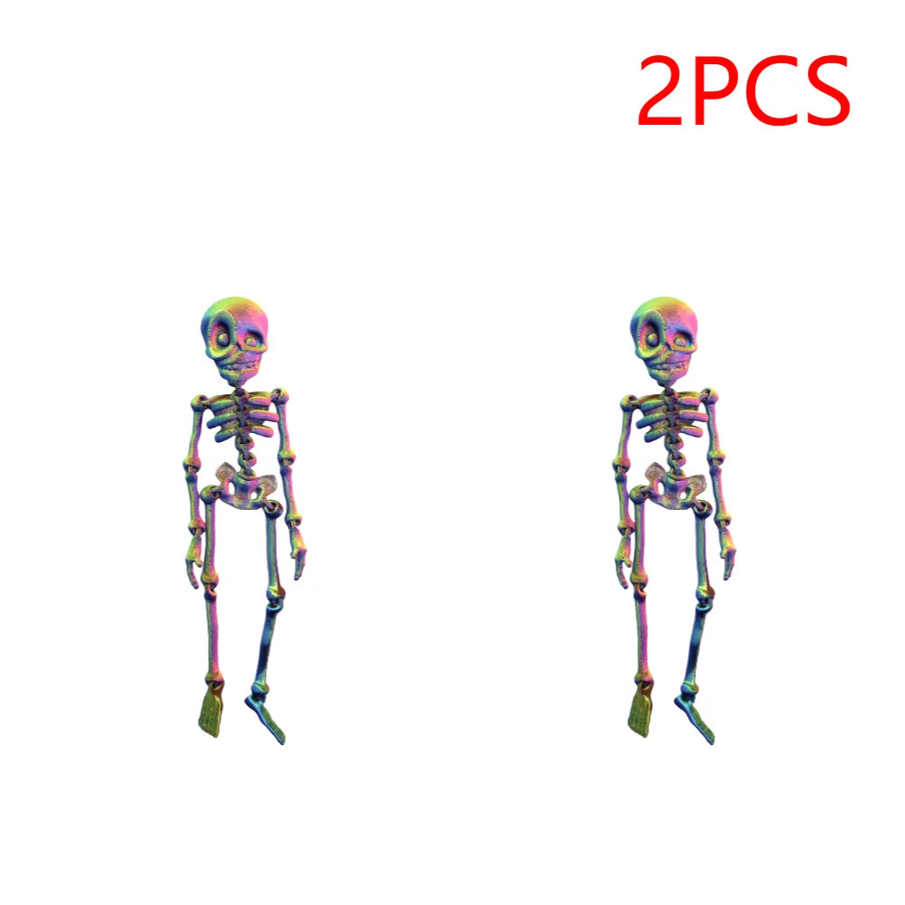 2/5PCS 3D Printed Skeleton Fridge Magnets with Movable Joints Cute Skull Fridge Magnets Home Kitchen Halloween Funny Decoration