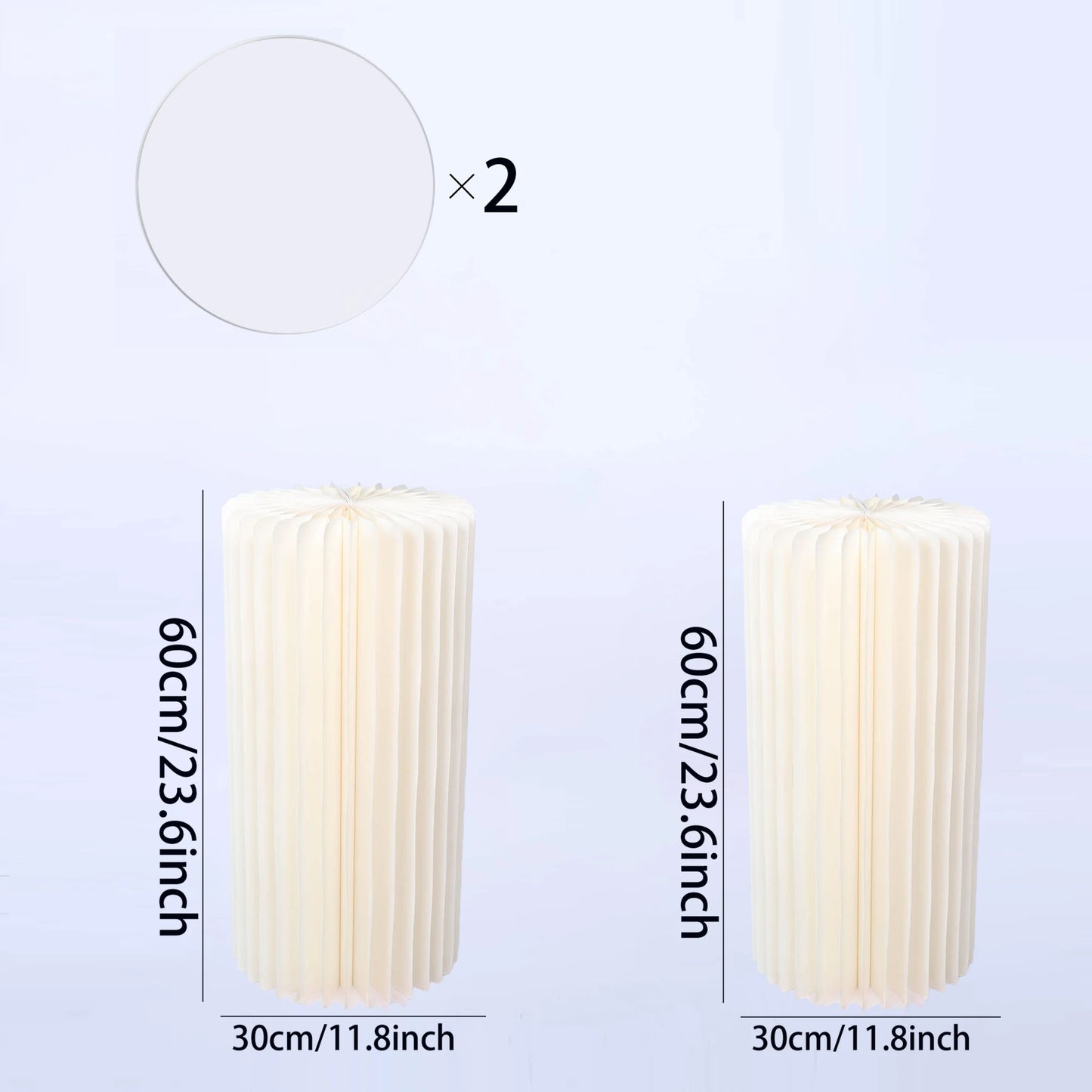 2 cylindrical flower stands, foldable PVC paper pillar display stand wedding center stand,suitable for birthday party decoration