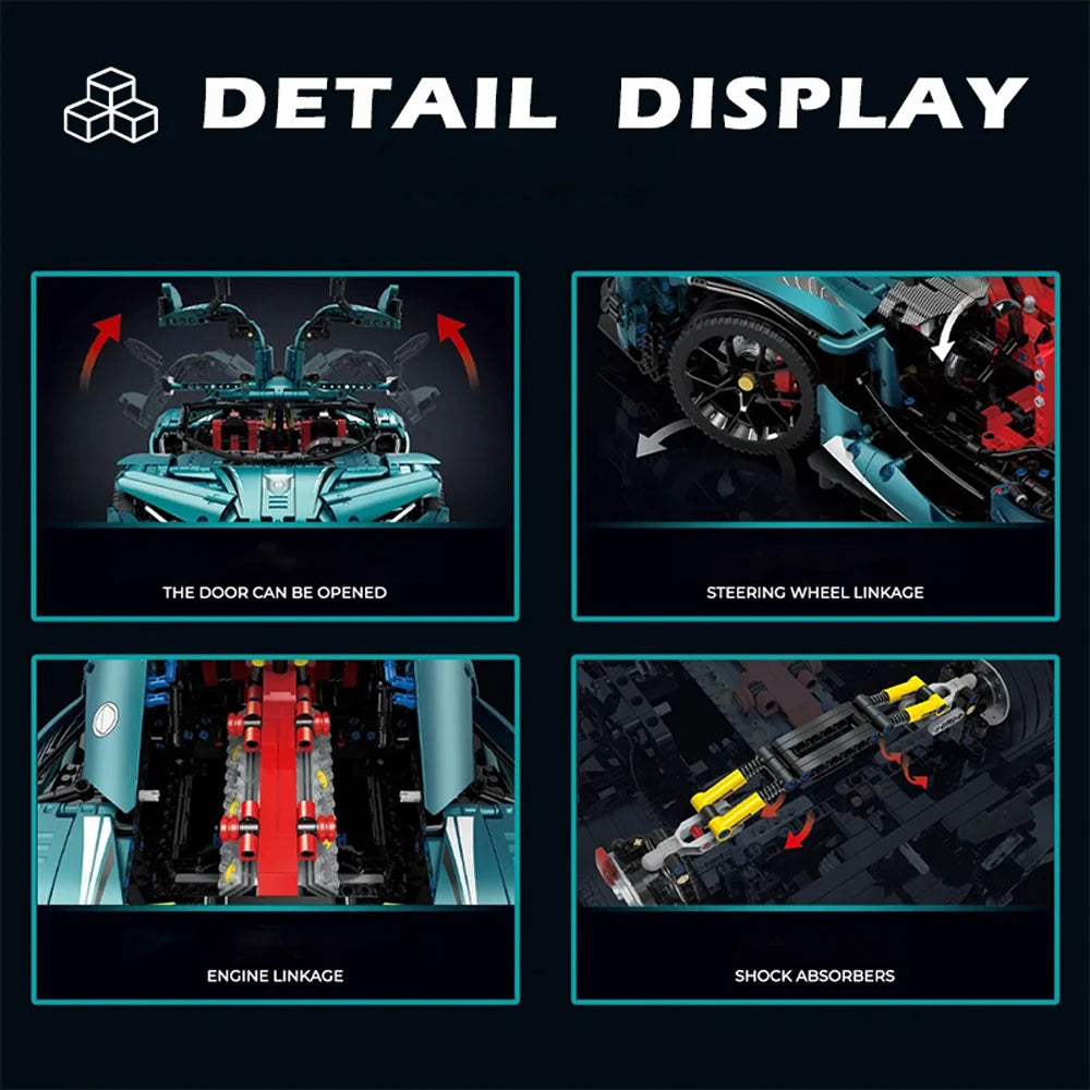 3468PCS Technical 1:8 ABOL-IE Supercar Building Blocks Model Bricks Assembly Sets Desktop Decoration Gifts For Room Decoration
