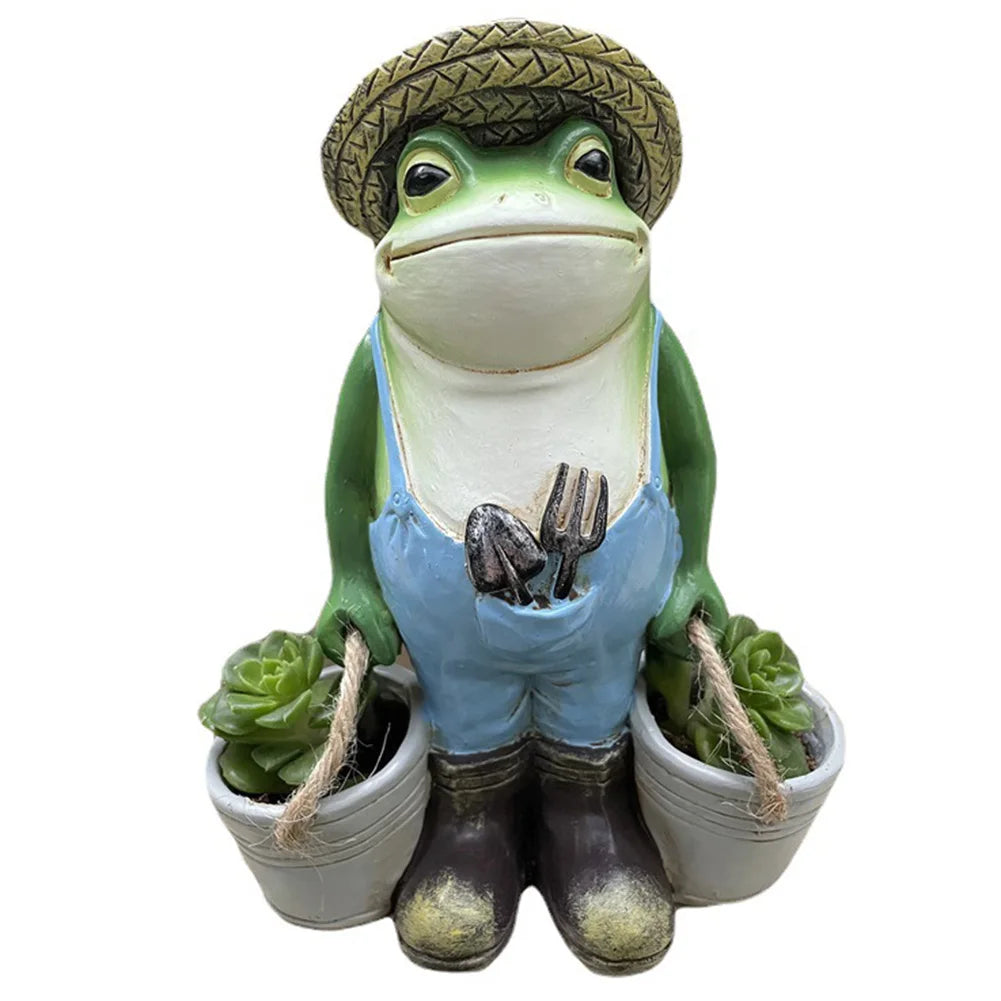 Cute Frog Yard Decor Resin Frog Succulent Flower Pot Creative Small Frog Figurine Planter for Indoor Outdoor Decor