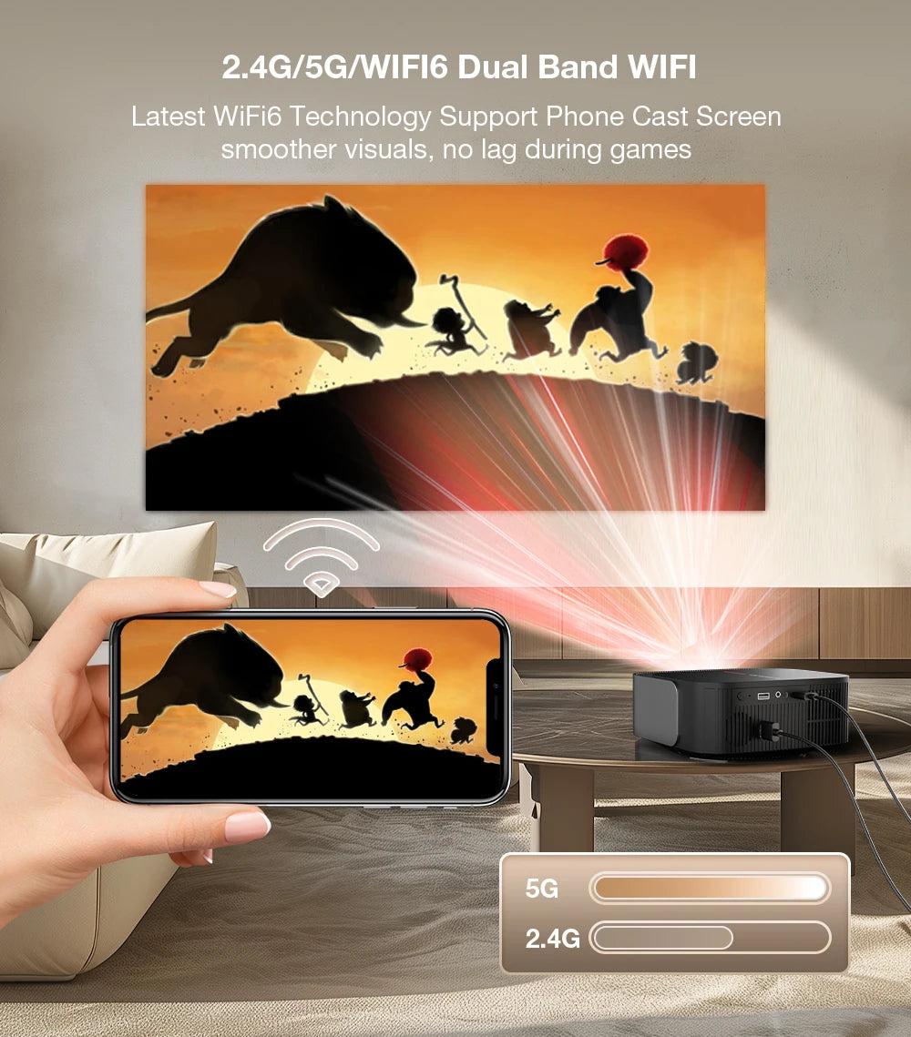 Blitzwolf V10 3" LCD Projector 120-Inch Screen 2.4G/5G Wireless Cast Screen