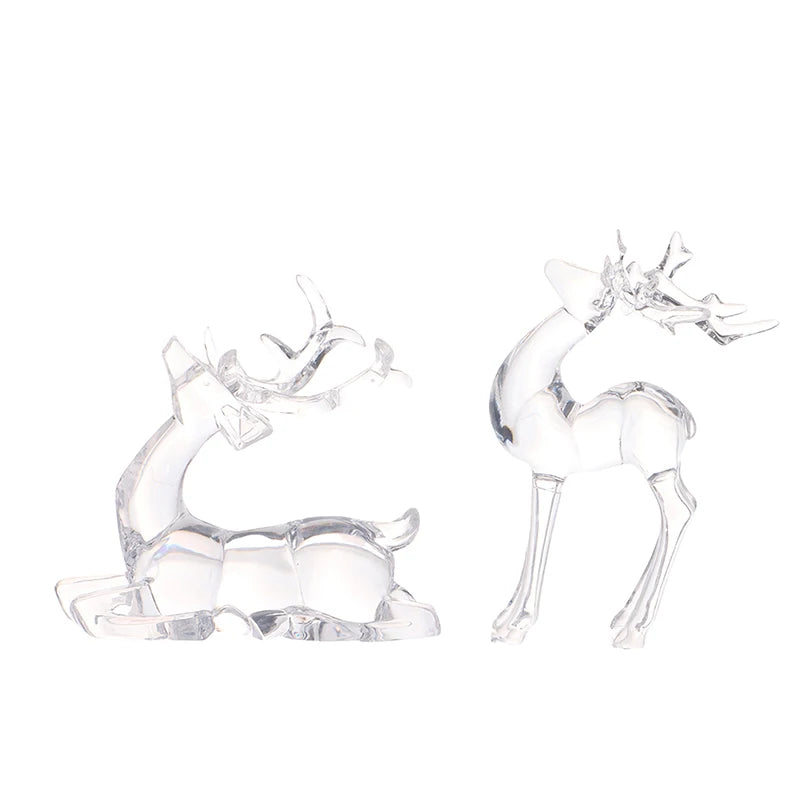 1Pc Crystal Deer Figurines Desktop Ornament Room Decor Transparent Elk Reindeer Sculpture Home Office Decoration