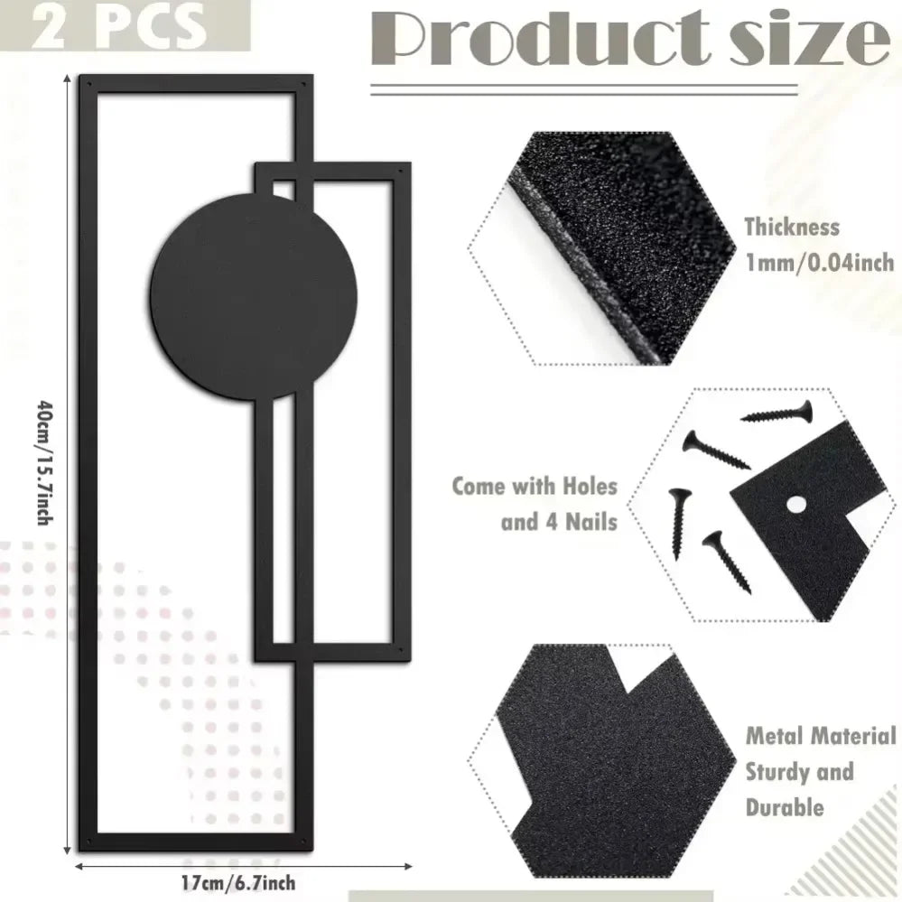 2Pcs Abstract Metal Wall Decor – Minimalist Vertical Geometric Sculptures for Sophisticated Spaces