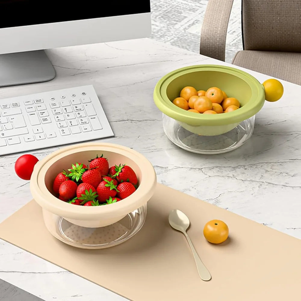 2 Layer Colander Home Decoration Kitchen Food Container Multifunctions for Fruit Washer Elegant Quick Drain Fruit Vegetable Bask