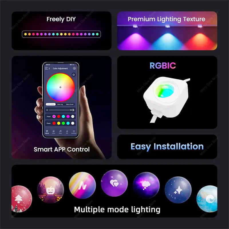 Permanent Outdoor Eaves Light Intelligent RGBIC 90M 180LEDs Eaves Light IP67 Waterproof For Christmas Halloween DIY Lighting