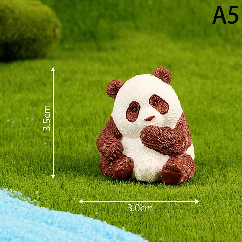 Mini Cute Panda Animals Figurine Animal Model Moss Micro Landscape Home Decor Miniature Fairy Garden Decoration Accessories