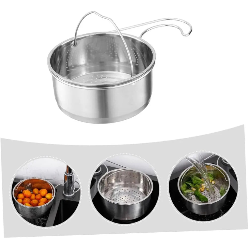 Stainless Steel Rice Washer Strainer Bowl Multi-Function Vegetable Strainer Handle for Kitchen Use Wear-Resistant Design for Wa