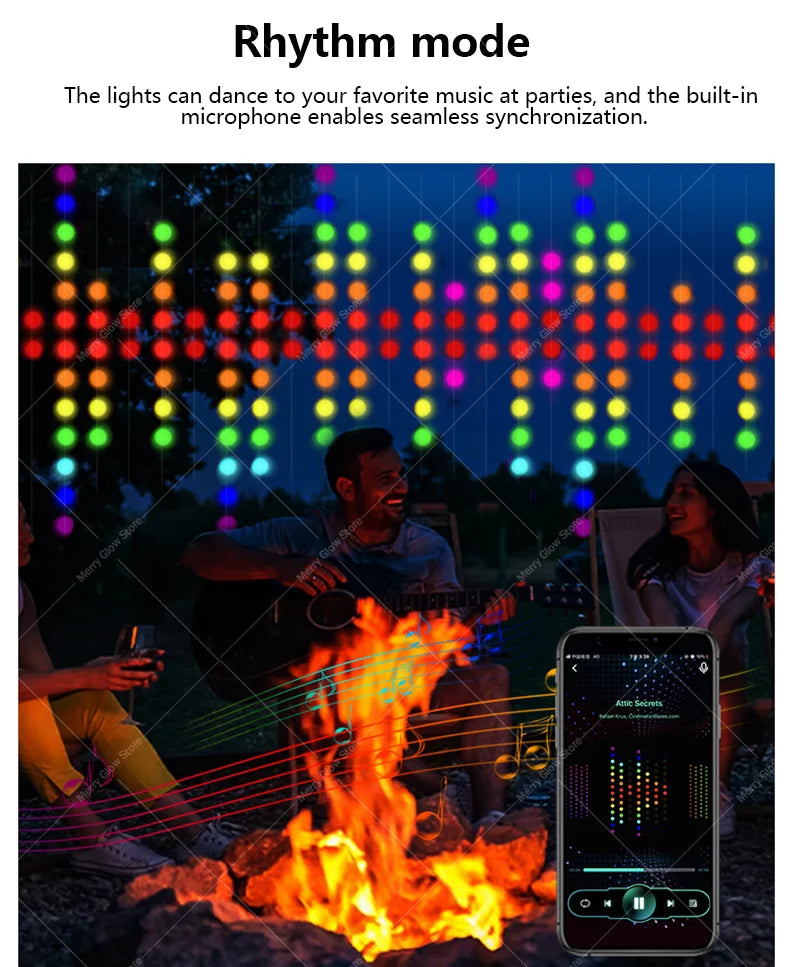 400LEDs Curtain Light String RGB String Lights APP Remote Control Music Sync USB Plug Curtain Light for Room Curtain Decorations