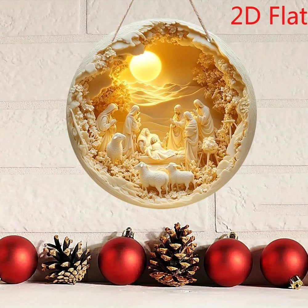 2D Bohemian Nativity Wall Hanging – Floral Christmas Decor for Living Room, Bedroom & Holiday Parties