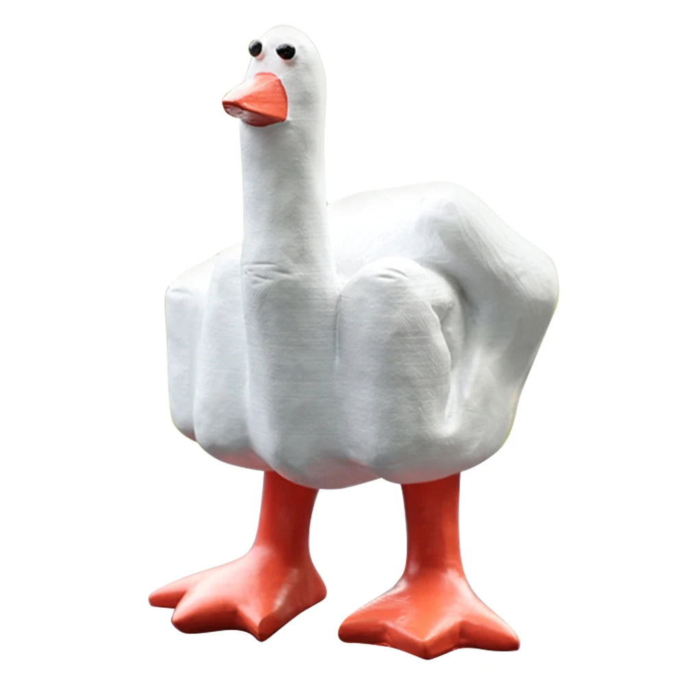 Middle Finger Duck Decorative Figurine Resin Tabletop Duck Ornament 7.5cm Funny Duck Statue for Home Garden Desk Decoration