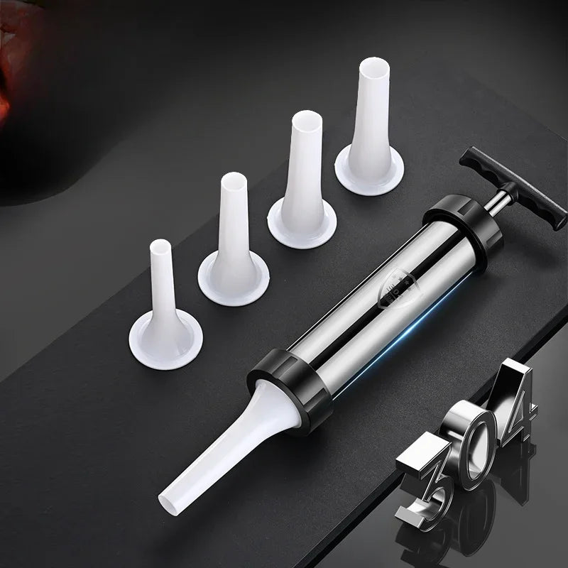 Stainless Steel Sausage Stuffer Jerky Gun Manaul Meat Syringe Home Made Homemade Sausage Tool Small Sausage Tool Filler