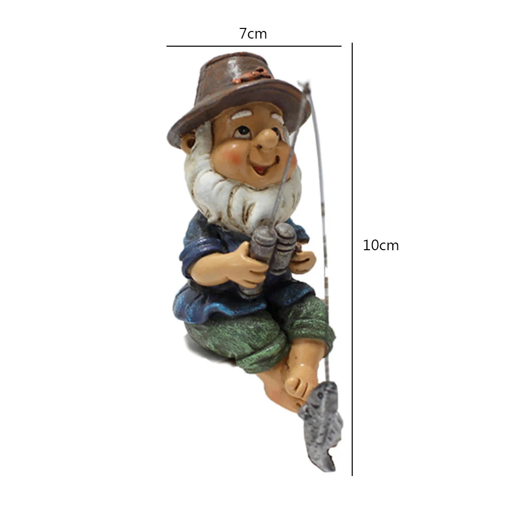 Creative Fishing Gnome Waterproof Fishing Dwarf Elf Figurines Sun Protection Ingenious Design for Outdoor Home Garden Yard Decor