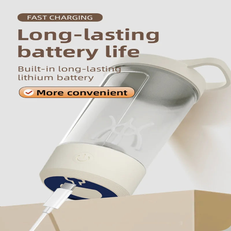 White 500ml USB-Powered Self-Stirring Mug with Lithium-Ion Battery for Fitness Drinks & Protein Shakes Kitchen Appliance