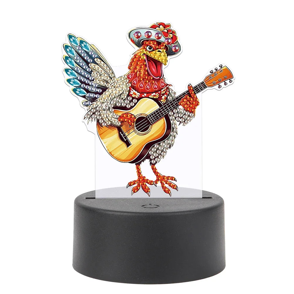 DIY Diamonds Painting Animals Table Lamp Handmade Diamond Mosaic Lamp LED Diamond Embroidery Night Lamp for Office Desktop Decor