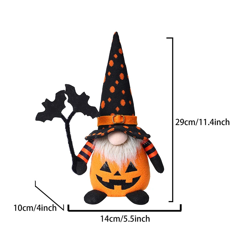 Halloween Gnome Decorations,Handmade Pumpkin Bat Ornaments Swedish Tomte Nordic Plush Elf Doll Nisse Adorable Gnome