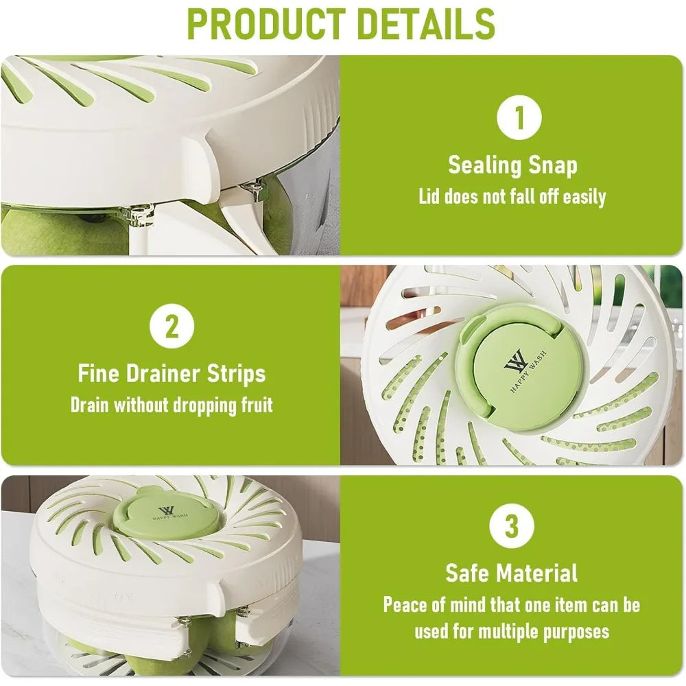 2 in 1 Drainer, 2 in 1 Drainer and Strainer with Ice Box Preservation, Bilayer Collapsible Fruit Washing Basket with Cover and H