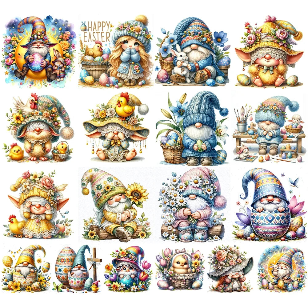 30*30CM 5D DIY Full Round Drill Diamond Painting Easter Gnome Egg Kit Home Decoration Art Craft Mosaic Painting