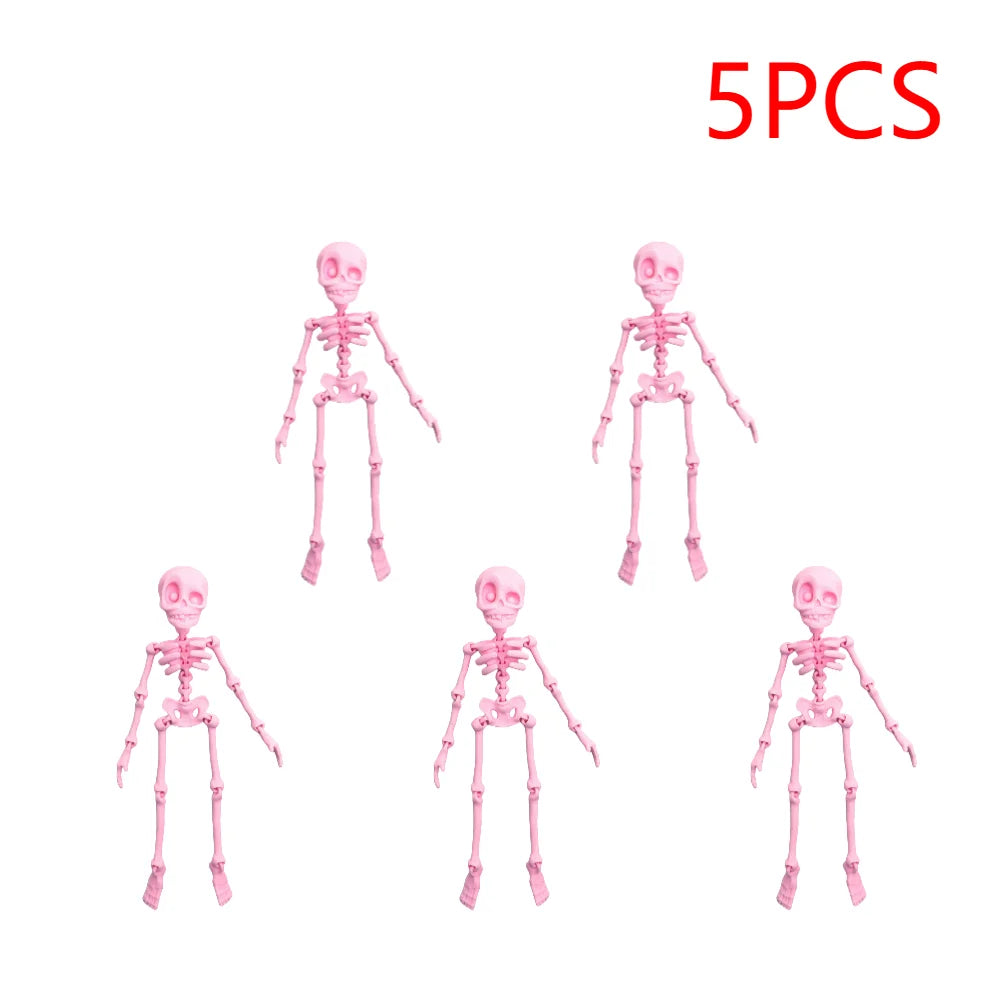 2/5PCS 3D Printed Skeleton Fridge Magnets with Movable Joints Cute Skull Fridge Magnets Home Kitchen Halloween Funny Decoration