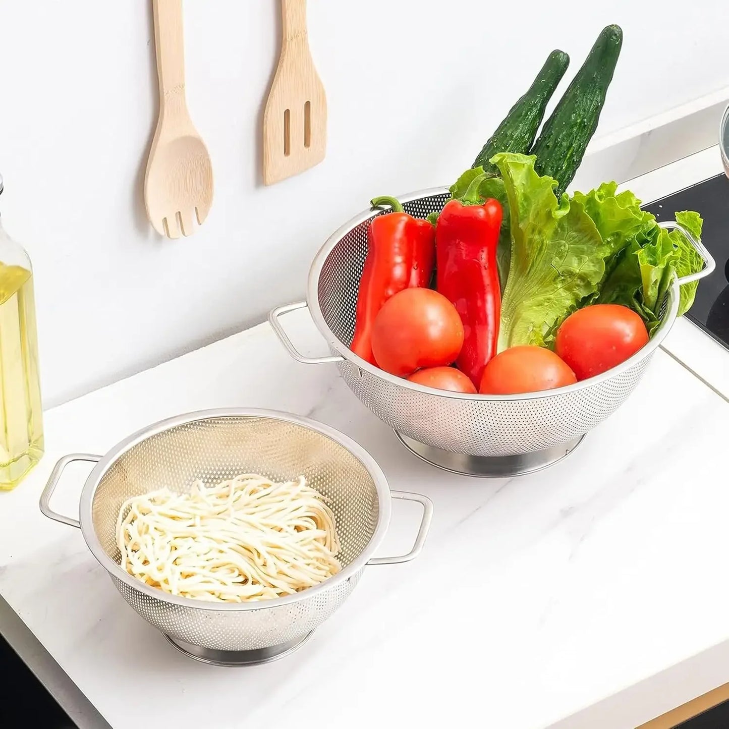 Colander Stainless Steel 5-Quart, Kitchen Strainer for Pasta, Fruits Vegetables, Dishwasher Safe