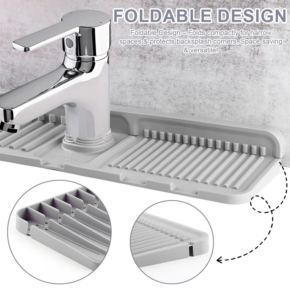 Silicone Drip Catcher Tray Quick Dry Water Catcher Mat Multi-Purpose Faucet Drainage Pad Drying Mat for Kitchen Bathroom